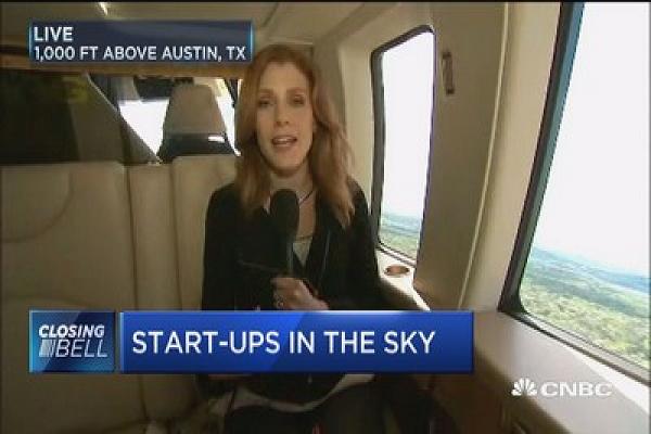 A bunch of start-ups delivered pitches in a helicopter flying over SxSW for a chance at funding