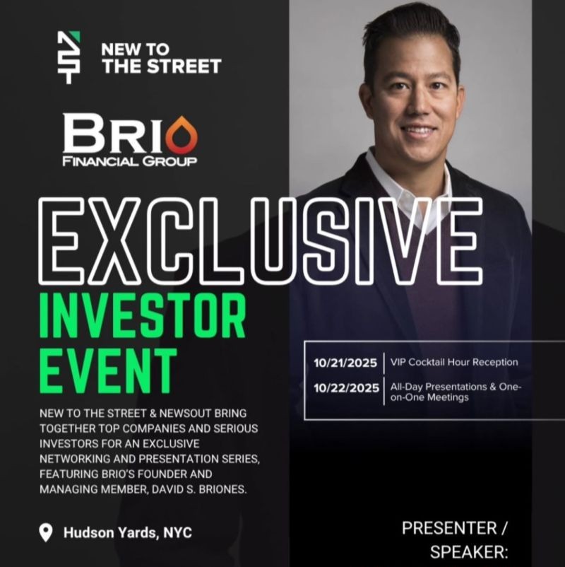 Excited to be joining New to The Street’s Accredited Investor Event at Hudson Yards in New York City on 10/21-10/22