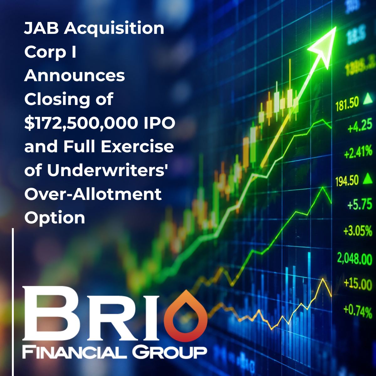 Brio Financial Group congratulates our client, JAB Acquisition Corp I, on the closing of its $172.5 Million IPO